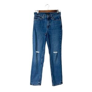 Banana Republic Premium High Rise Straight Jeans Distressed Zion Blue Size 25